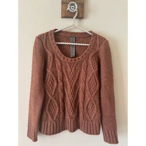 Elsamanda Womens Size S Alpaca Wool Blend Cable Knit Sweater Italy Brown